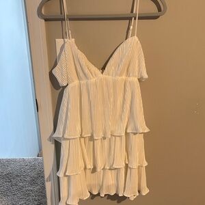 White Pleated Layered Dress